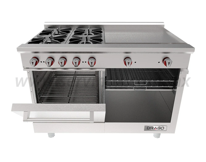 Estufa con 4 Quemadores Horno y Plancha Drago CG41PD 2